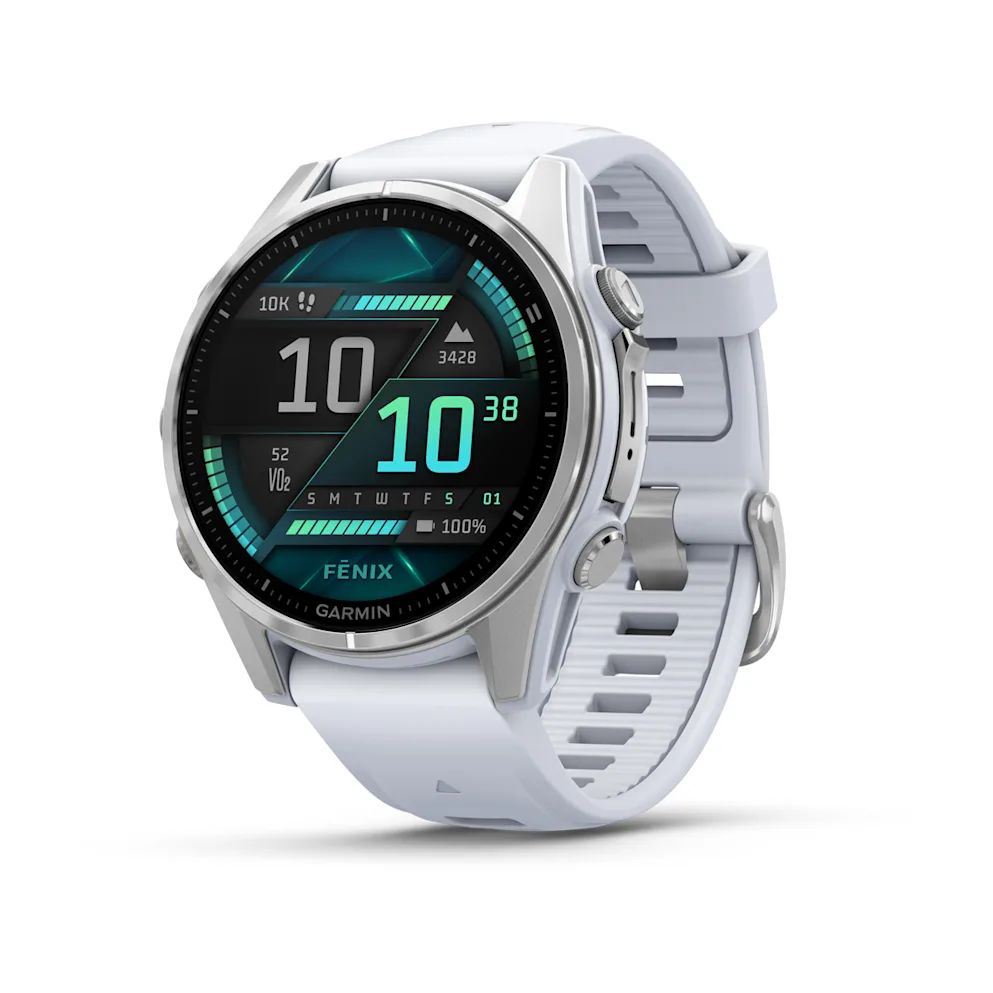 010-02903-00 - Smartwatch Garmin Fenix 8 AMOLED Digital 1.3? 43mm T�ctil 32Gb Micr�fono/Altavoces Integrados WiFi Bluetooth GPS Plata Correa Silicona Blanca (010-02903-00)