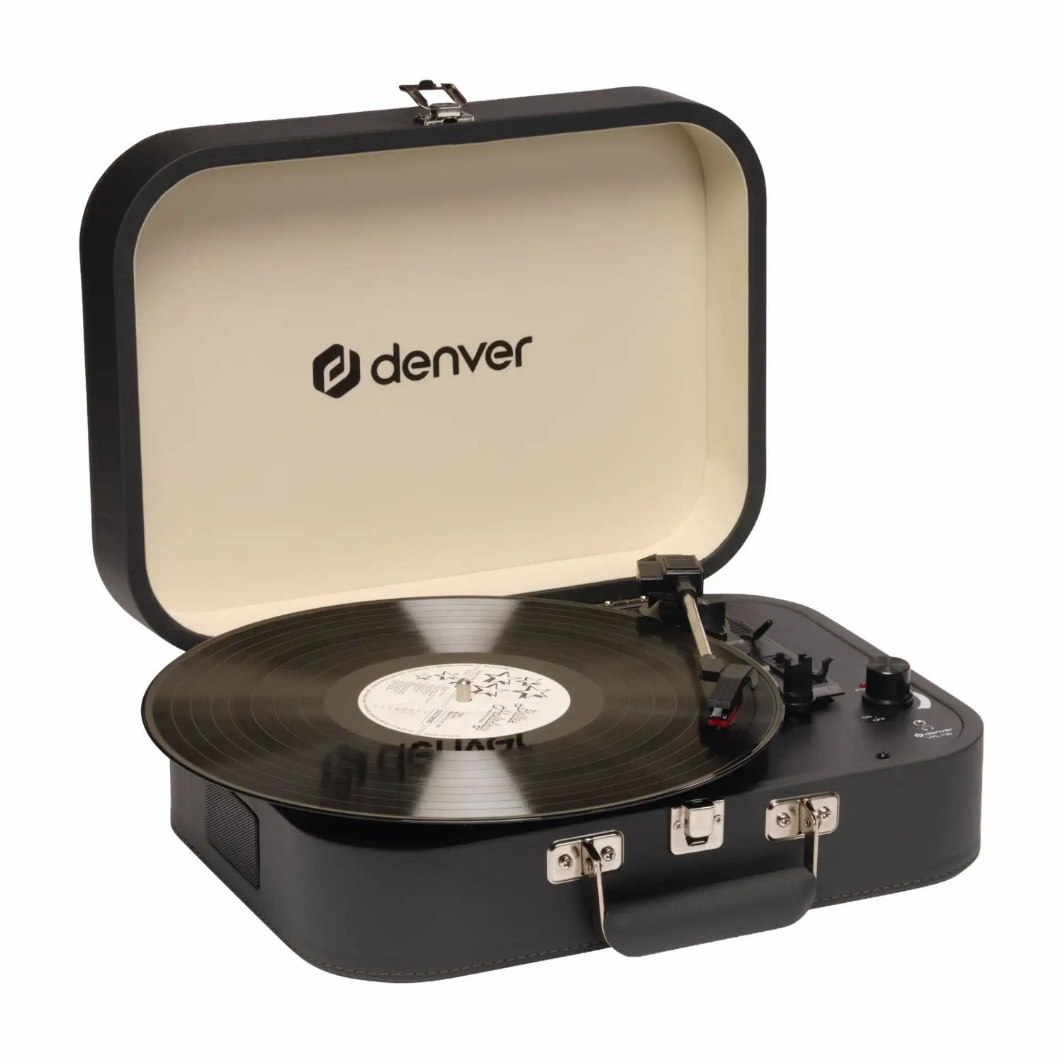 VPL-130DGR - Tocadiscos DENVER Tipo Maleta USB/3.5mm/AUX Altavoz Digitalizaci�n USB 33/45/78 rpm Negro (VPL-130DGR)
