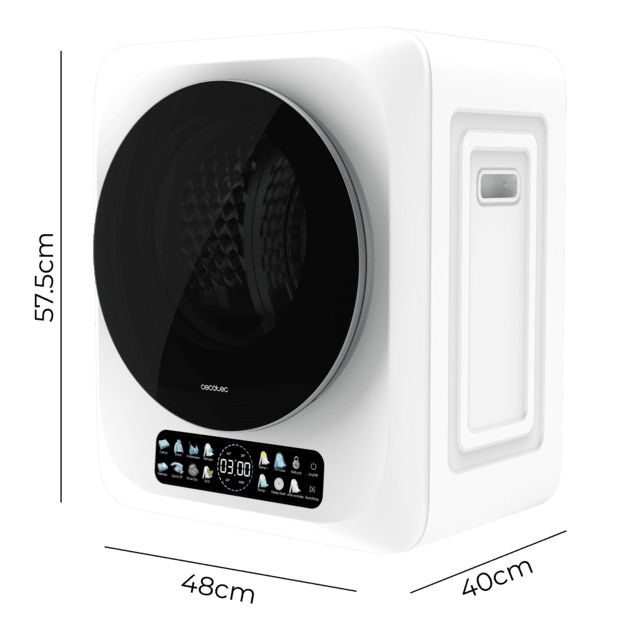 A01_EU01_111288 - Secadora Cecotec Bolero DressCode Dry, compacta de evacuaci�n de 3 kg blanca de capacidad, pantalla FullColor, 8 programas, secado autom�tico inteligente, tambor Inox con giro bidireccional, funci�n UV Care, Dry Shoe Pro, antiarrugas.(A01_EU01_111288)