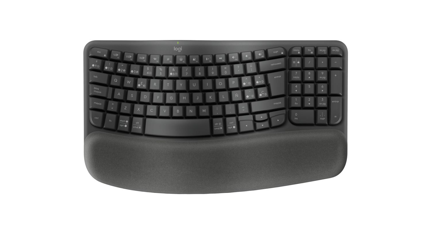 920-012296 - Teclado Logitech Wave Ergo Series QWERTY Curvo RF Wireless/Bluetooth Grafito (920-012296)