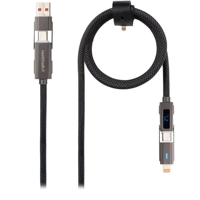 10.01.2501 - Cable Nanocable USB-C+USB-A/M a Lightning+USB-C/M 1m Negro (10.01.2501)