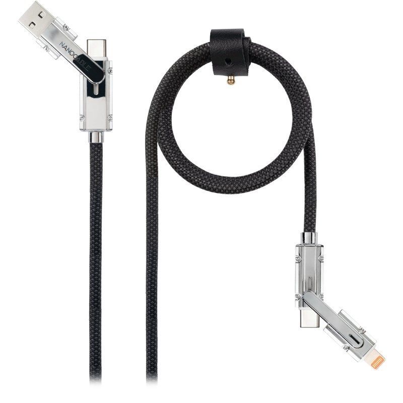 10.01.2601 - Cable Nanocable USB-C+USB-A/M a Lightning+USB-C/M 1m Negro/Gris (10.01.2601)