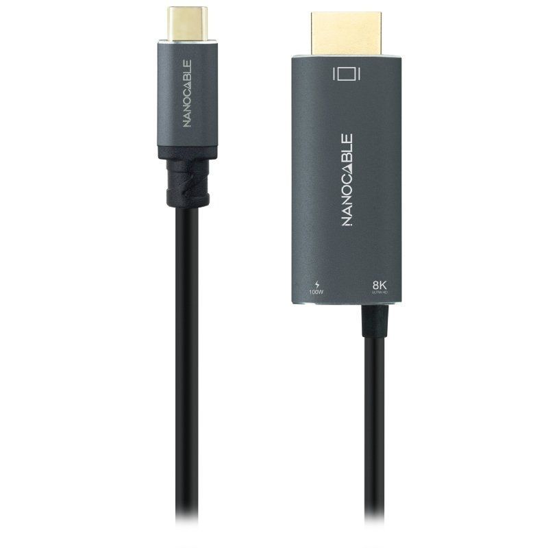 10.15.5182 - Conversor Nanocable Usb-C a HDMI V2.1 8K 60Hz + Usb-C PD 100W (10.15.5182)