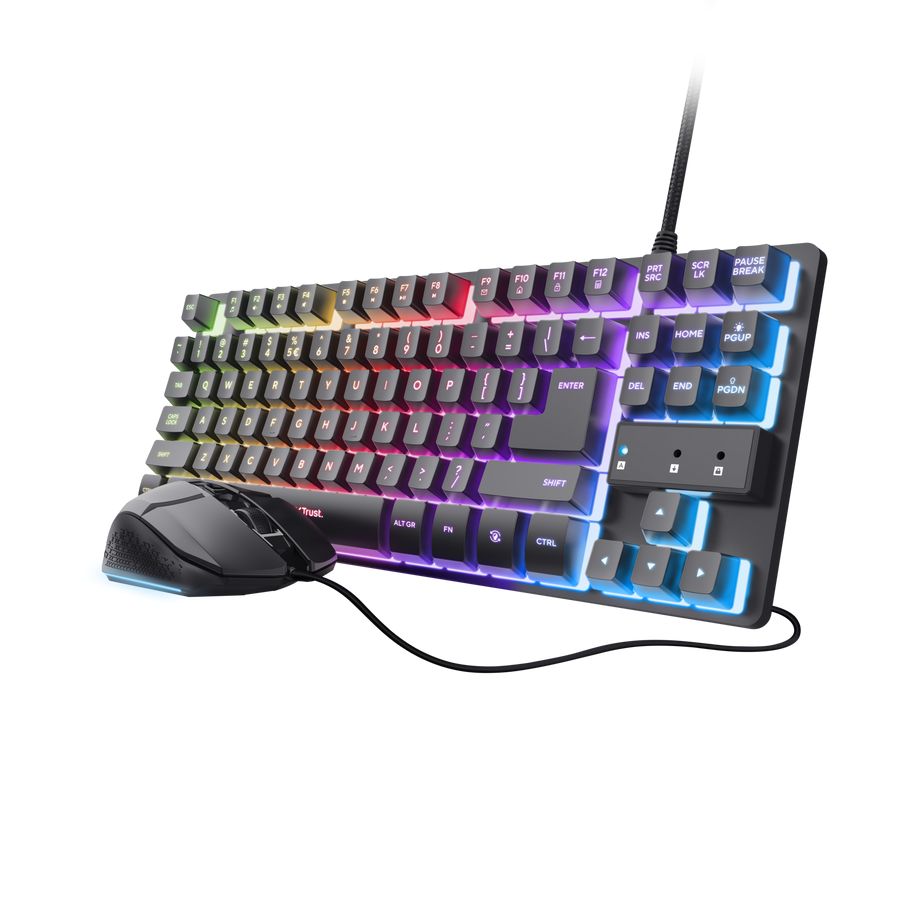 25638 - Kit Teclado + Rat�n Trust Gaming GXT 798 QWERTY TKL RGB USB-A �ptico Diestro 6400dpi 6 Botones Negro (25638)