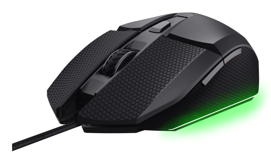 25603 - Rat�n gaming Trust GXT 121 Felox+, 6botones programables y 10000ppp, cable Usb-A trenzado 1.5m, iluminaci�n LED RGB, Negro. (25603)