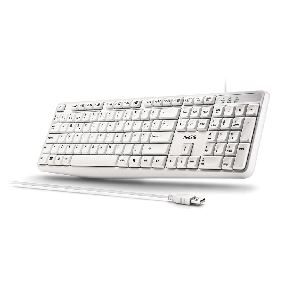 HERITAGESPANISH - Teclado NGS QWERTY USB-A Cable 1.5m Blanco (HERITAGESPANISH)