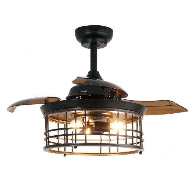 08626 - Ventilador de Techo Cecotec EnergySilence Aero 3600 Invisible Metalic Style, motor DC , con una potencia de 25W y l�mpara integrada , con 3 aspas retr�ctiles , 36 pulgadas , control remoto, 3 velocidades, temporizador y modo winter/summer. (08626)