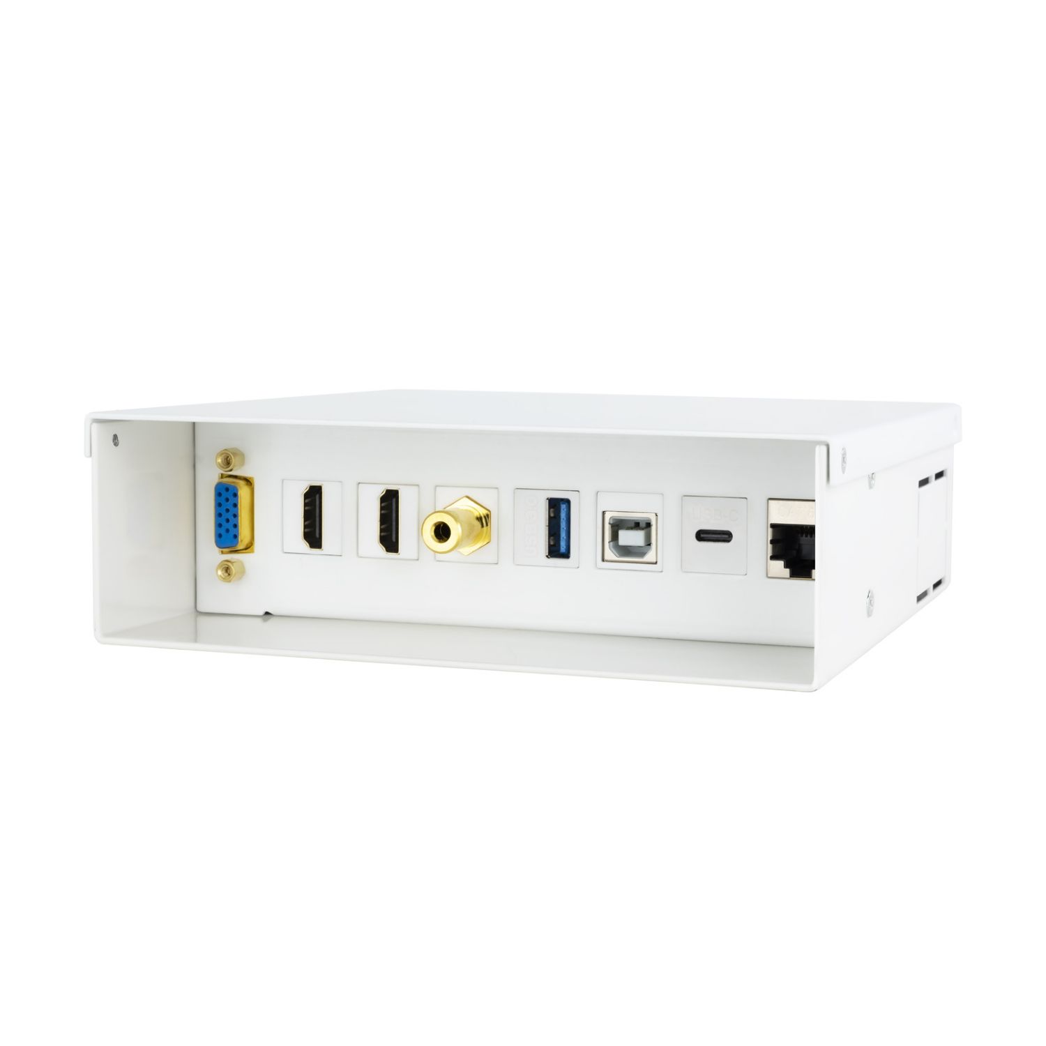 10.35.0004 - Caja de Conexiones Nanocable VGA/ 2HDMI/ Jack3.5mm / 1Usb-C 10G/ 1usb-B2.0/ 1Usb-A3.0/ 1RJ45 Cat.6A STP, Blanco. (10.35.0004)