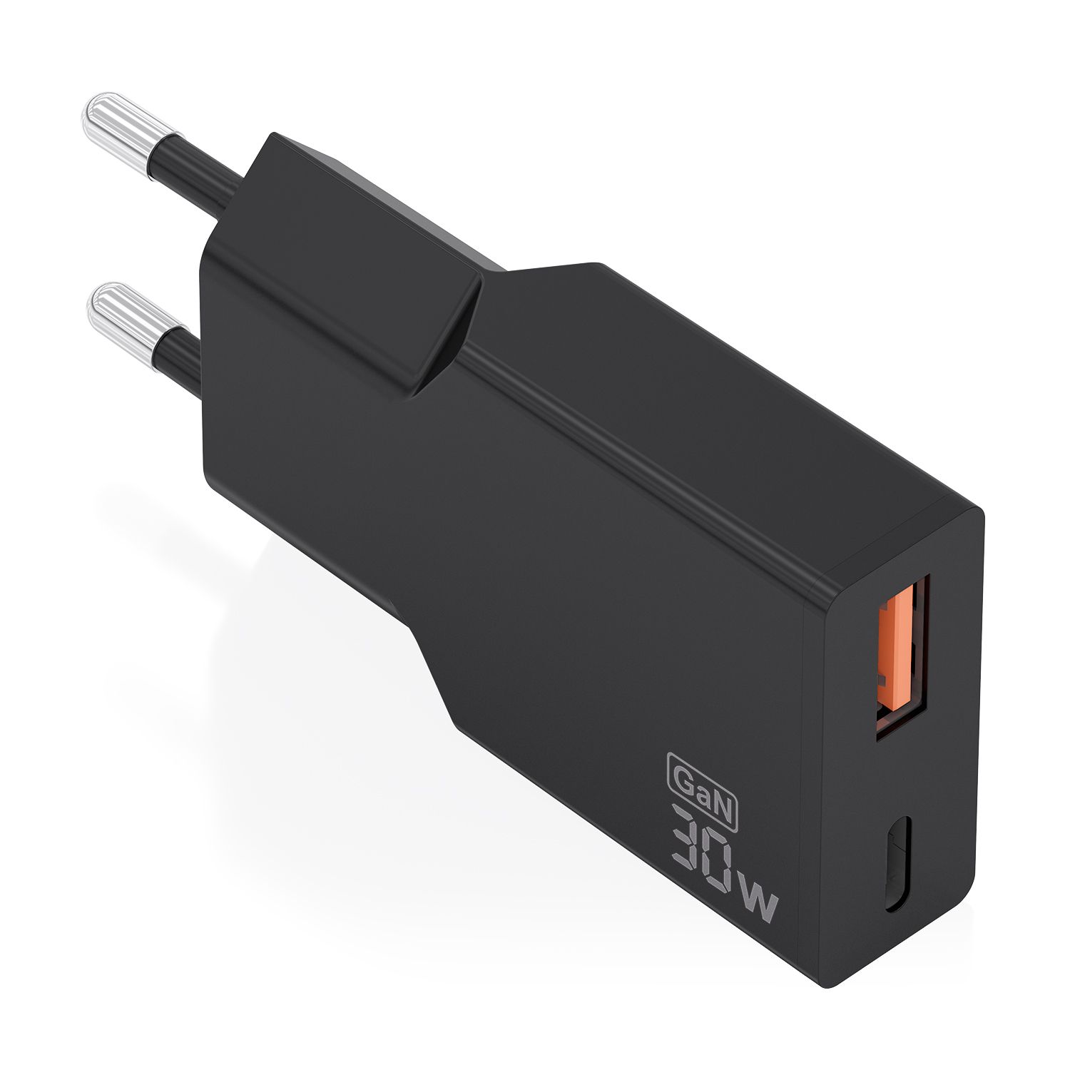 A110-1005 - Cargador de Pared AISENS Slim GaN 30W PD/QC 3.0 1xUSB-A 1xUSB-C Negro (A110-1005)