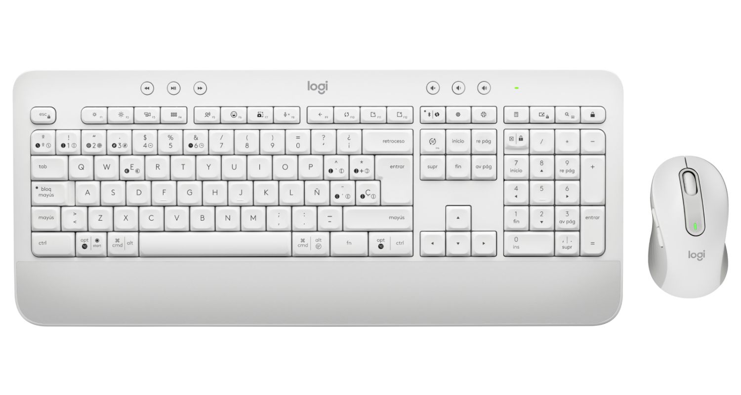LOG-TEC SET SG MK650 BUS WH - Kit Teclado + Rat�n Logitech Signature MK650 Multimedia Reposamu�ecas QWERTY 118 Teclas Bluetooth �ptico Diestro 4000dpi 5 Botones Blanco (920-011026)