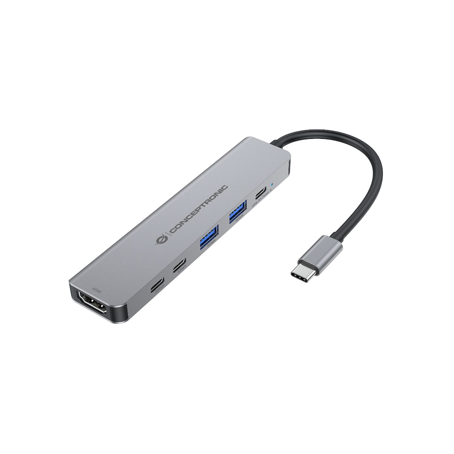 DONN33G - Docking Station CONCEPTRONIC USB-C 3.0 a 2xUSB-A/2xUSB-C/1xUSB-C PD 100W/1xHDMI 4K UHD 0.25m Plata (DONN33G)
