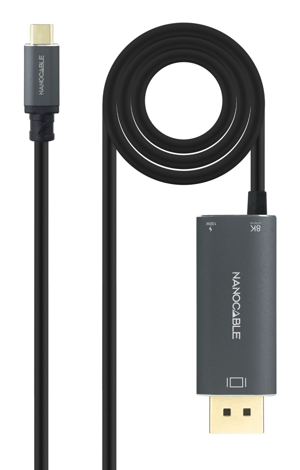 10.15.5012 - Conversor Nanocable Usb-C/M a Conversor Nanocable USB-C/M a DP 1.4/M+USB-C/H 1.8m Negro (10.15.5012)