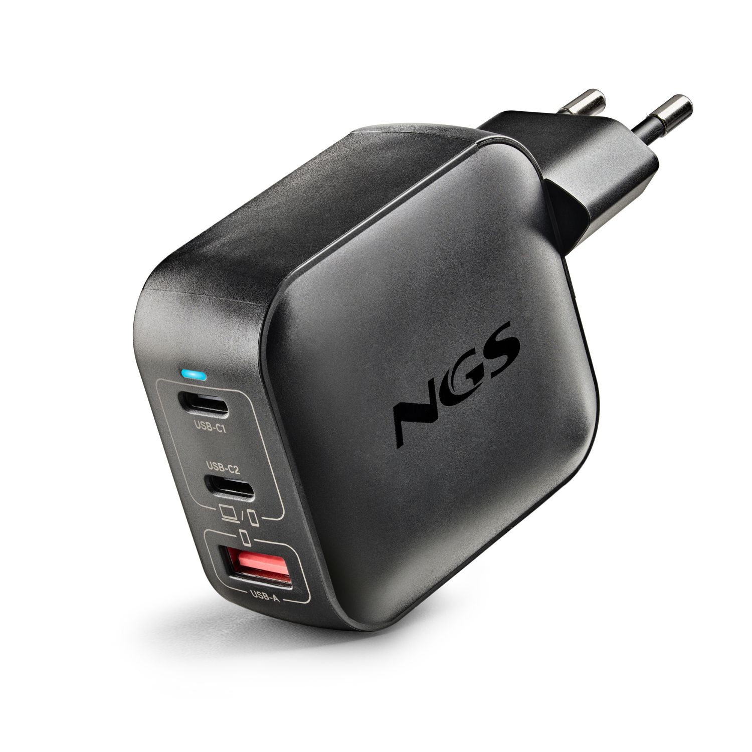 BUD100WTINY - Cargador de Pared NGS 100W QC 3.0 PD 3.0 2xUSB-C 1xUSB-A Negro (BUD100WTINY)