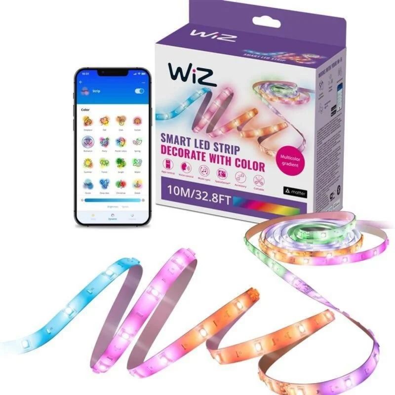 929004140001 - Tira de Luz Wiz LED RGBIC WiZ WIFI 10m, 16 millones de colores, control app y voz, 21W (929004140001)