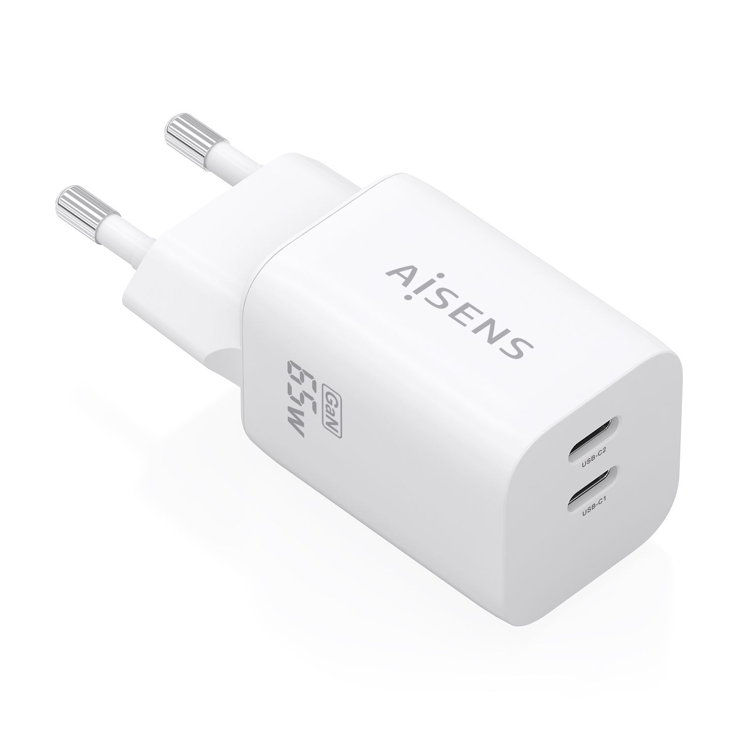 A110-1029 - Cargador de Pared AISENS GaN 65W PD 3.0 QC 3.0 2xUSB-C Blanco (A110-1029)