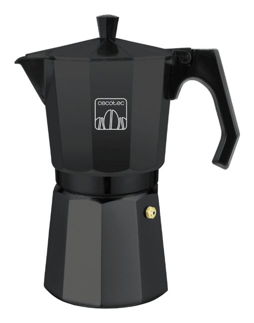 01669 - Cafetera Italiana CECOTEC Mokclassic 1200 Black Mango Ergon�mico 600ml 12 Tazas Piezas Desmontables Aptas para Lavavajillas Aluminio Fundido Negra (01669)