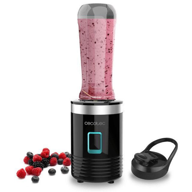 04395 - Batidora de Smoothies CECOTEC Power Titanium 350W Vaso Port�til 600ml 4 Cuchillas con Recubrimiento de Titanio Piezas no El�ctricas Aptas para Lavavajillas Negra (04395)