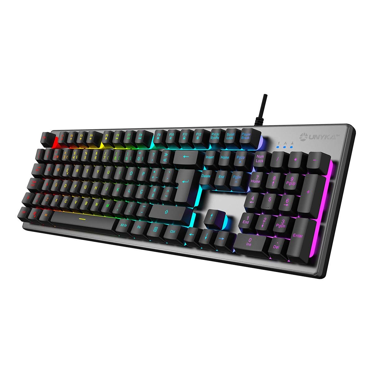 UK505450 - Teclado Gaming UNYKA NOVA K244 QWERTY 105 Teclas LED RGB USB-A Portugu�s Gris (UK505450)