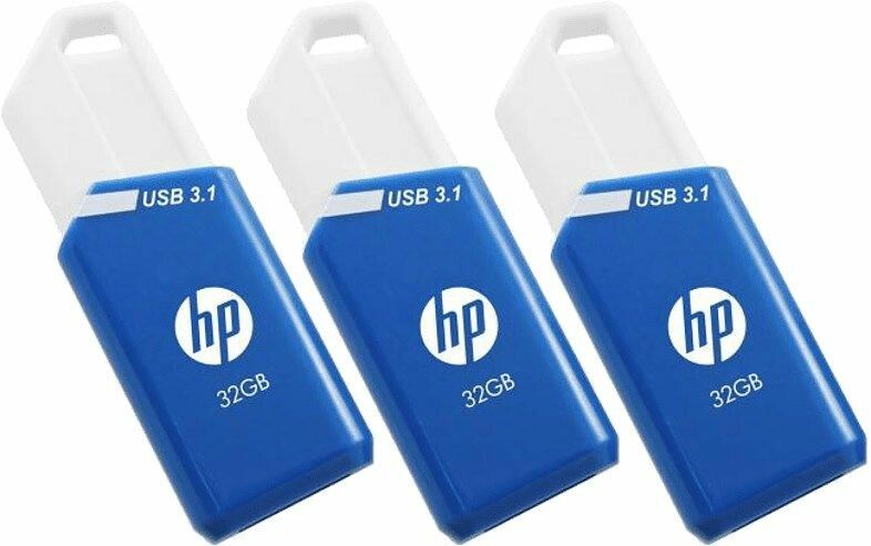 P-HPFD755W32X3-GE - Pendrive HP x755w 32Gb USB-A 3.0 Lectura 75 Mb/s Escritura 30 Mb/s Azul/Blanco Pack 3 (P-HPFD755W32X3-GE)