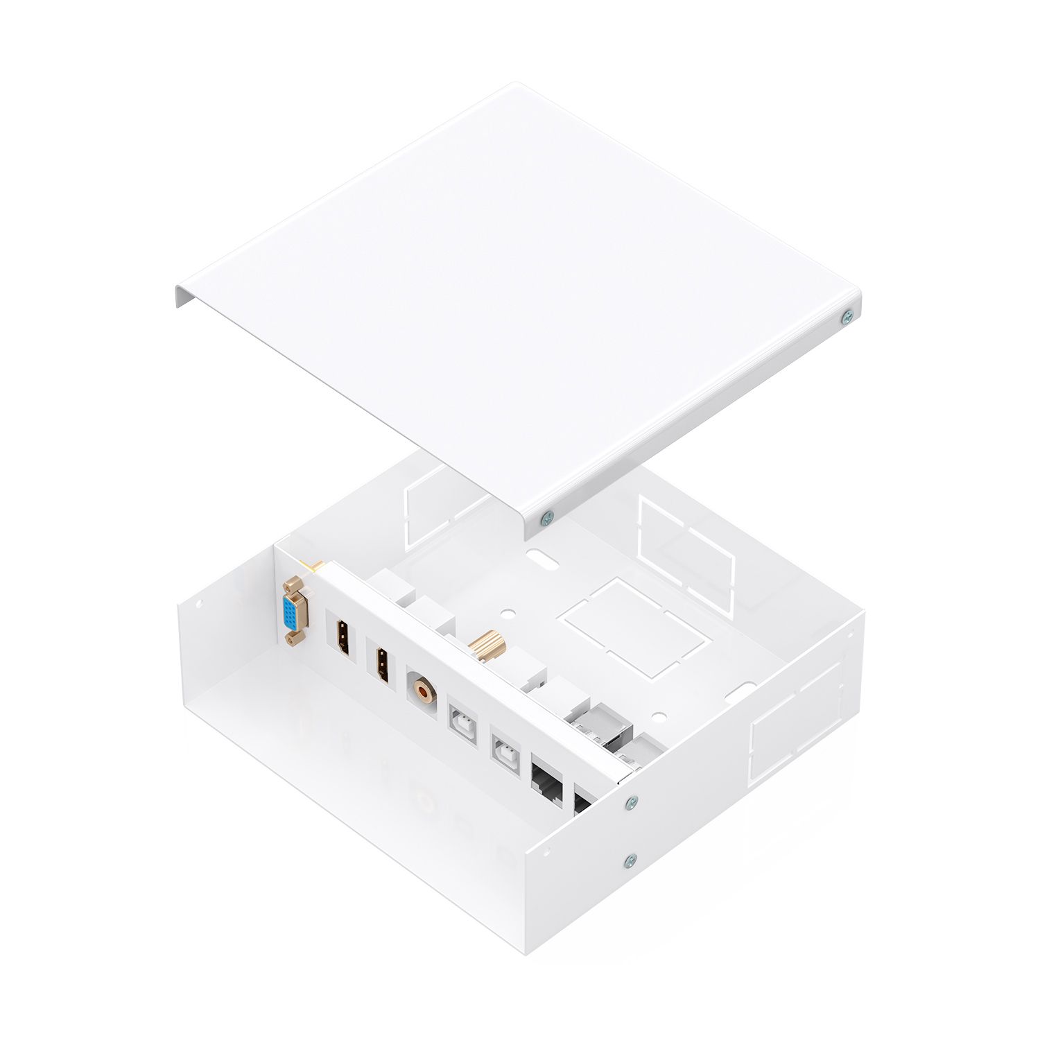 A127-1031 - Caja de Conexiones AISENS USB-B 2.0 VGA 2xHDMI 2xRJ45 Cat.6A STP 3.5mm Blanco (A127-1031)