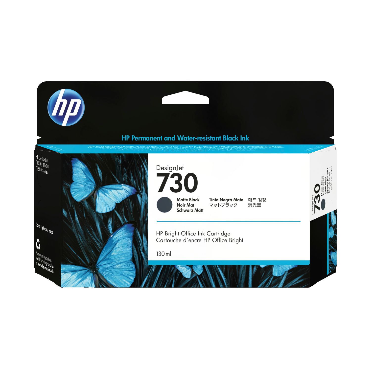 P2V65A - Tinta HP DesignJet 730 Negro Mate 130ml (P2V65A)
