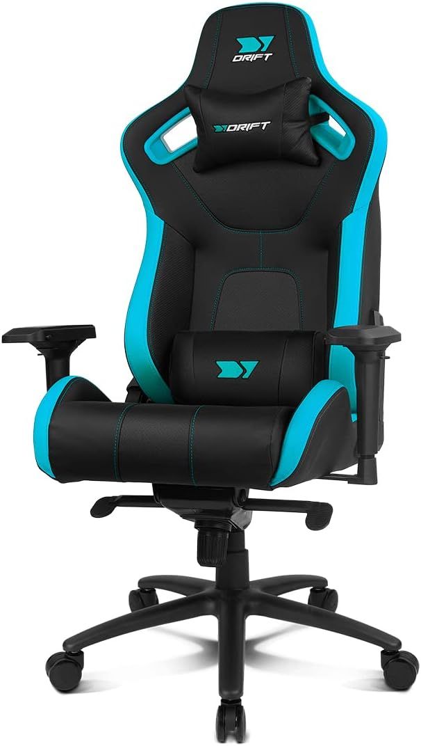 DR600BL - Silla Drift Gaming Deluxe XL. Soportar hasta 150 kilos. Uso continuado para jugar o trabajar. Reclinable hasta los 135�. Ruedas silencios.Negra/Azul(DR600BL)