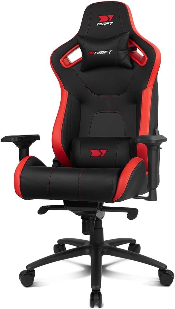 DR600BR - Silla Drift Gaming Deluxe XL. Soportar hasta 150 kilos. Uso continuado para jugar o trabajar. Reclinable hasta los 135�. Ruedas silenciosNegra/Roja(DR600BR)