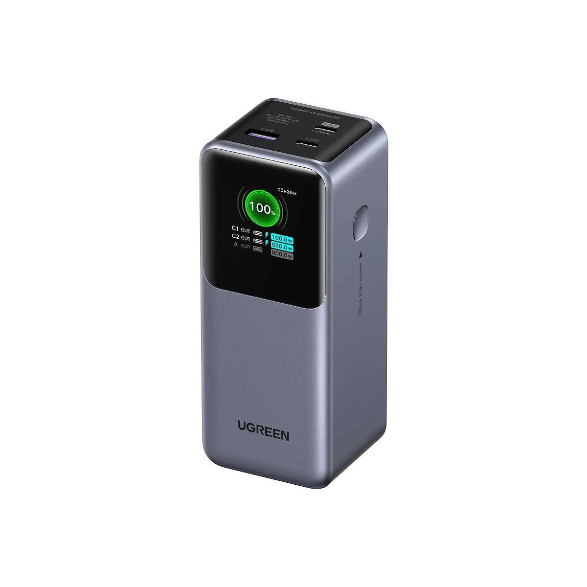 35524B - PowerBank Ugreen Nexode 20000 mAh 130W 1xUSB-A 2xUSB-C Gris (35524B)