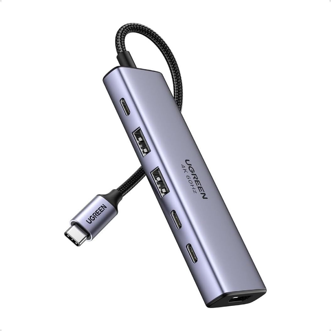 35999 - Hub Ugreen 6 en 1 2xUSB-A 1xHDMI 4K Gris (35999)