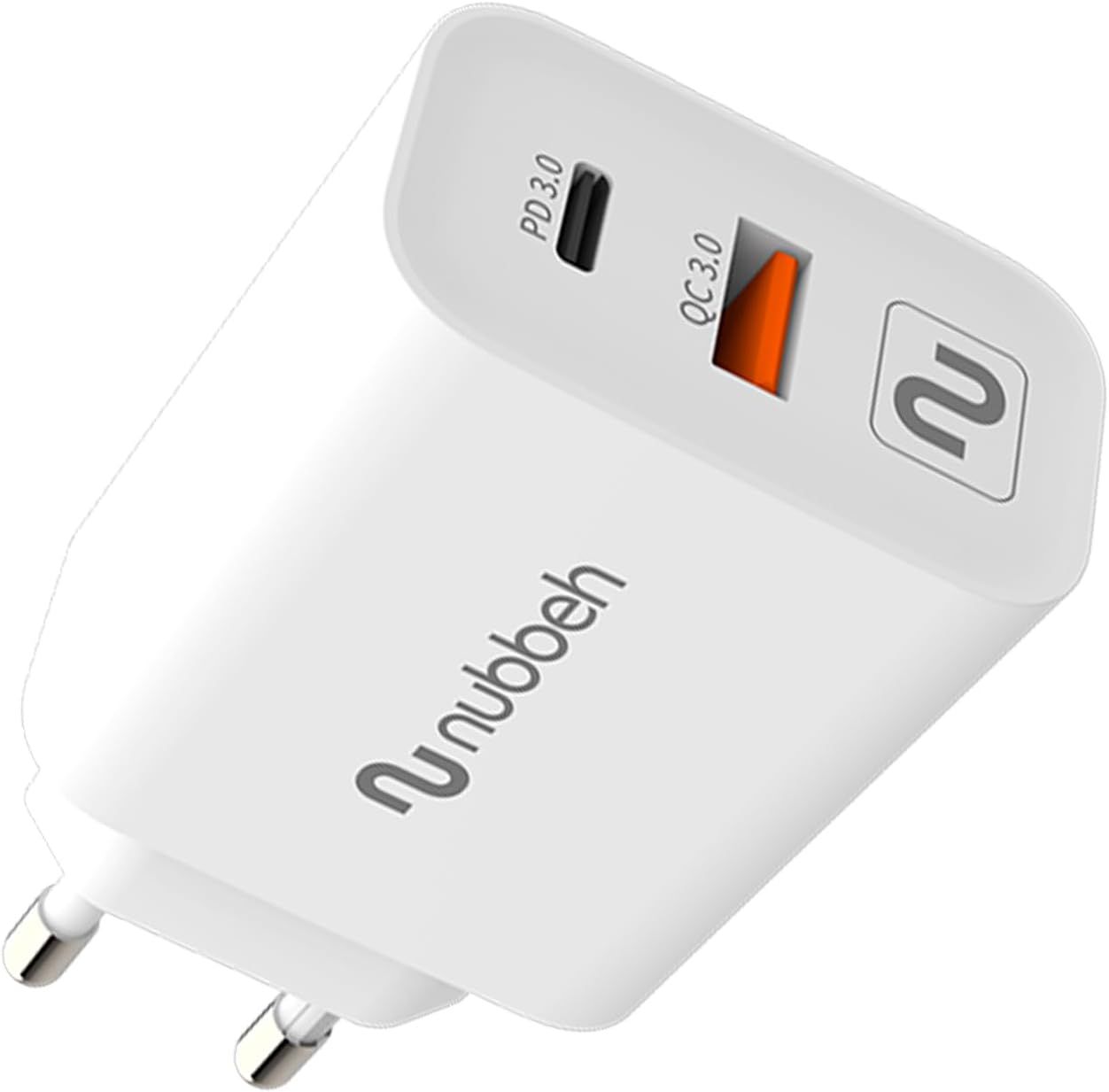 NBWALLCHUSBCW43 - Cargador Pared NUBBEH 43W Usb-A Usb-C QC3.0 Blanco (NBWALLCHUSBCW43)