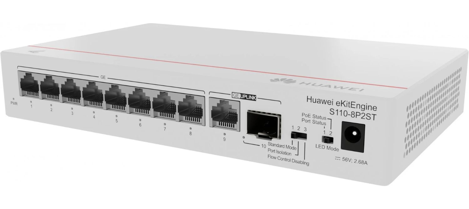 98012269 - Punto de Acceso Huawei CloudEngine S110-8P2ST 8xRJ45 GbE 1xSFP PoE Rack Gris (98012269)