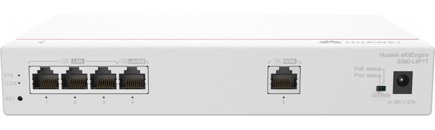 98012178 - Switch Huawei S380-L4P1T 4xRJ45 GbE PoE Rack Gris (98012178)