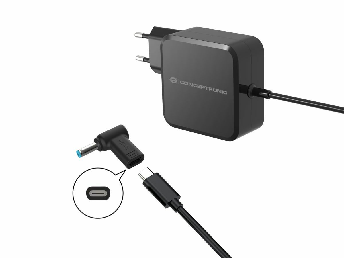 ABBY15PC01 - Adaptador CONCEPTRONIC USB-C a DC 4.5x3.0mm 18-20V para HP (ABBY15PC01)