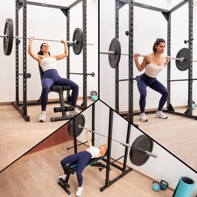 07190 - Jaula de musculacin CECOTEC Drumfit PowerRack 1000 Power Rack. ara realizar entrenamientos con cargas altas de forma segura y ejercicios de dominadas. (07190)