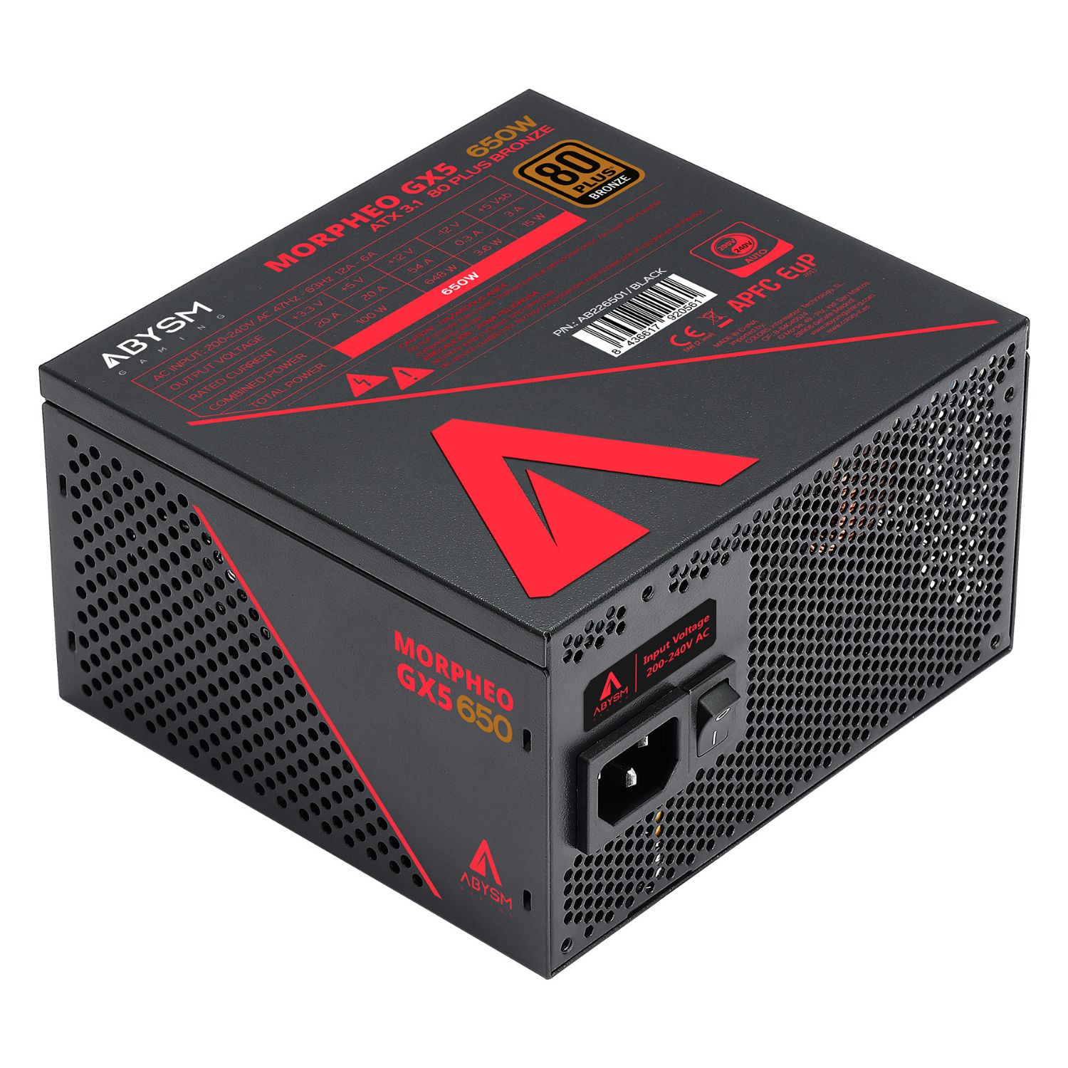 AB226501 - Fuente Abysm Morpheo GX5 ATX 650W 80% 20+4 pin ATX 2xMolex 80 Plus Bronze Negra (AB226501)