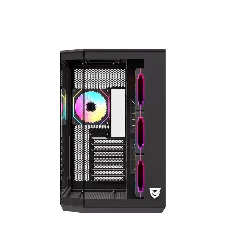 NF-CS-PULSAR-B - Caja Gaming Nfortec Pulsar Ventana Lateral de Cristal Templado ARGB 2xUSB-A 3.0 1xUSB-C 3.0 ATX mATX ITX Negra (NF-CS-PULSAR-B)