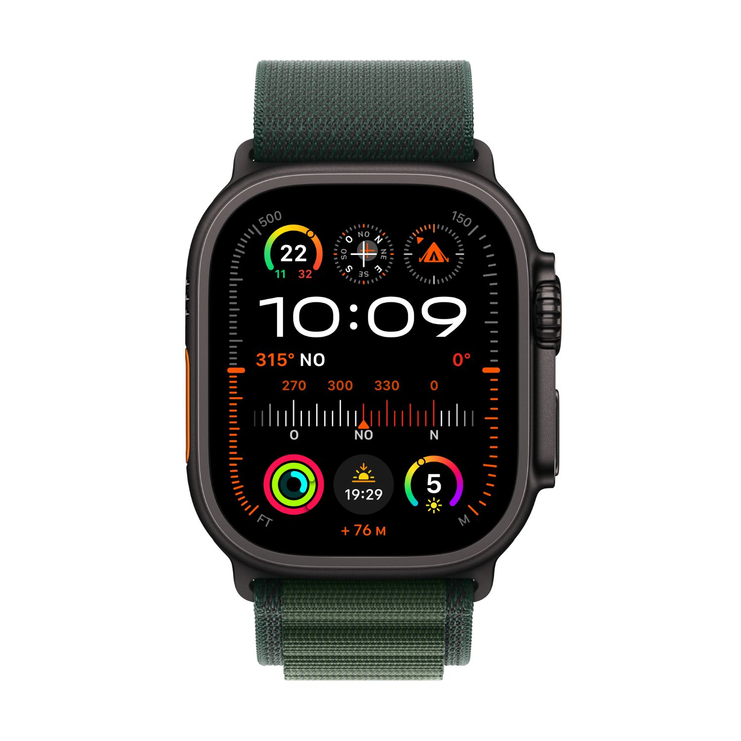 MX4T3TY/A - Smartwatch Apple Watch Ultra 2 Digital OLED Retina Tctil Color 49mm Multideporte Micrfono/Altavoces Integrados WiFi Bluetooth IP6X GPS 4G Caja Titanio Negro Correa L Verde watchOS 11 (MX4T3TY/A)