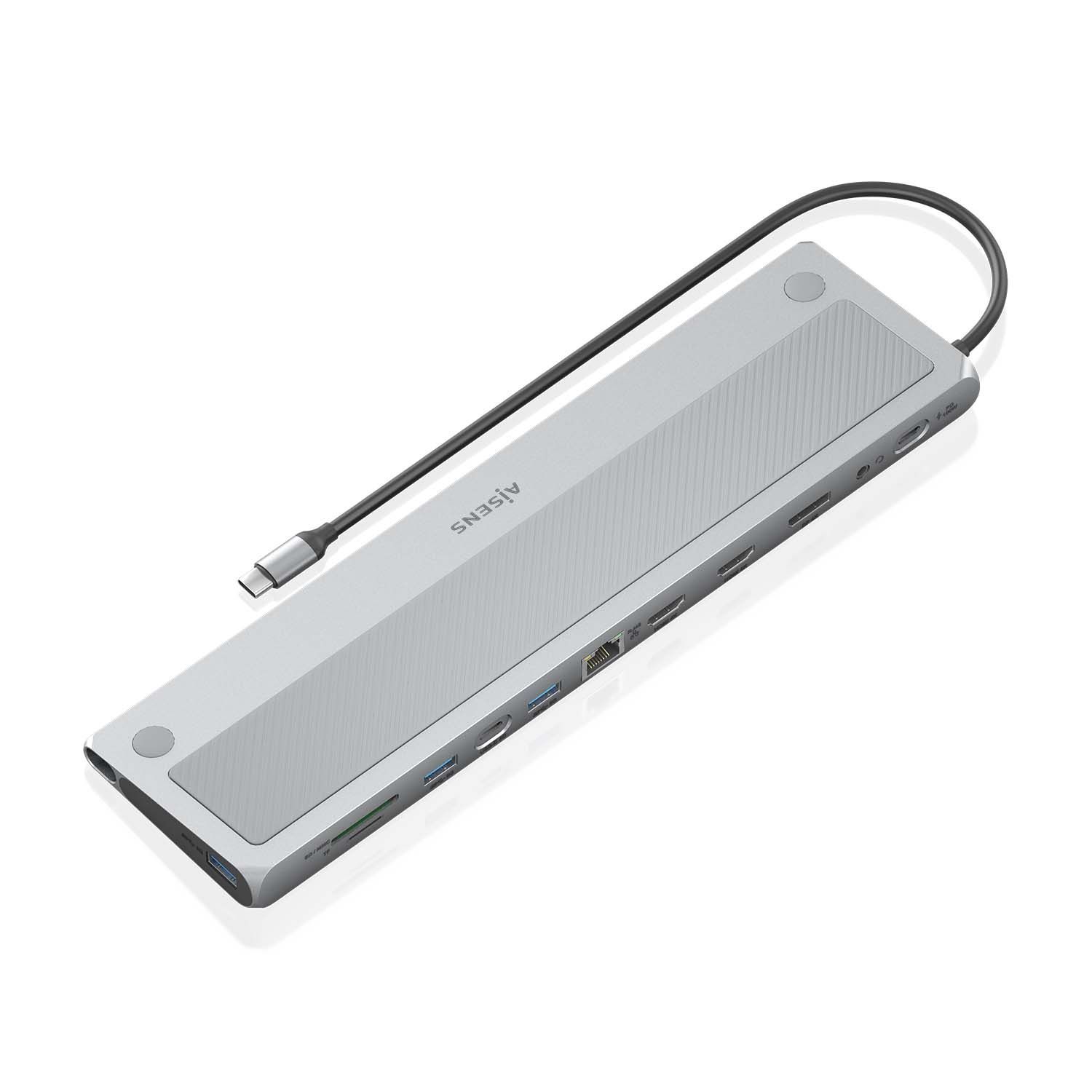 ASUC-12P020-GR - Docking Station AISENS 4K UHD USB-C 3.0 a 3xUSB 2.0/1xUSB-C 3.0/1xDP/2xHDMI/1xRJ45 HDCP Gris (ASUC-12P020-GR)