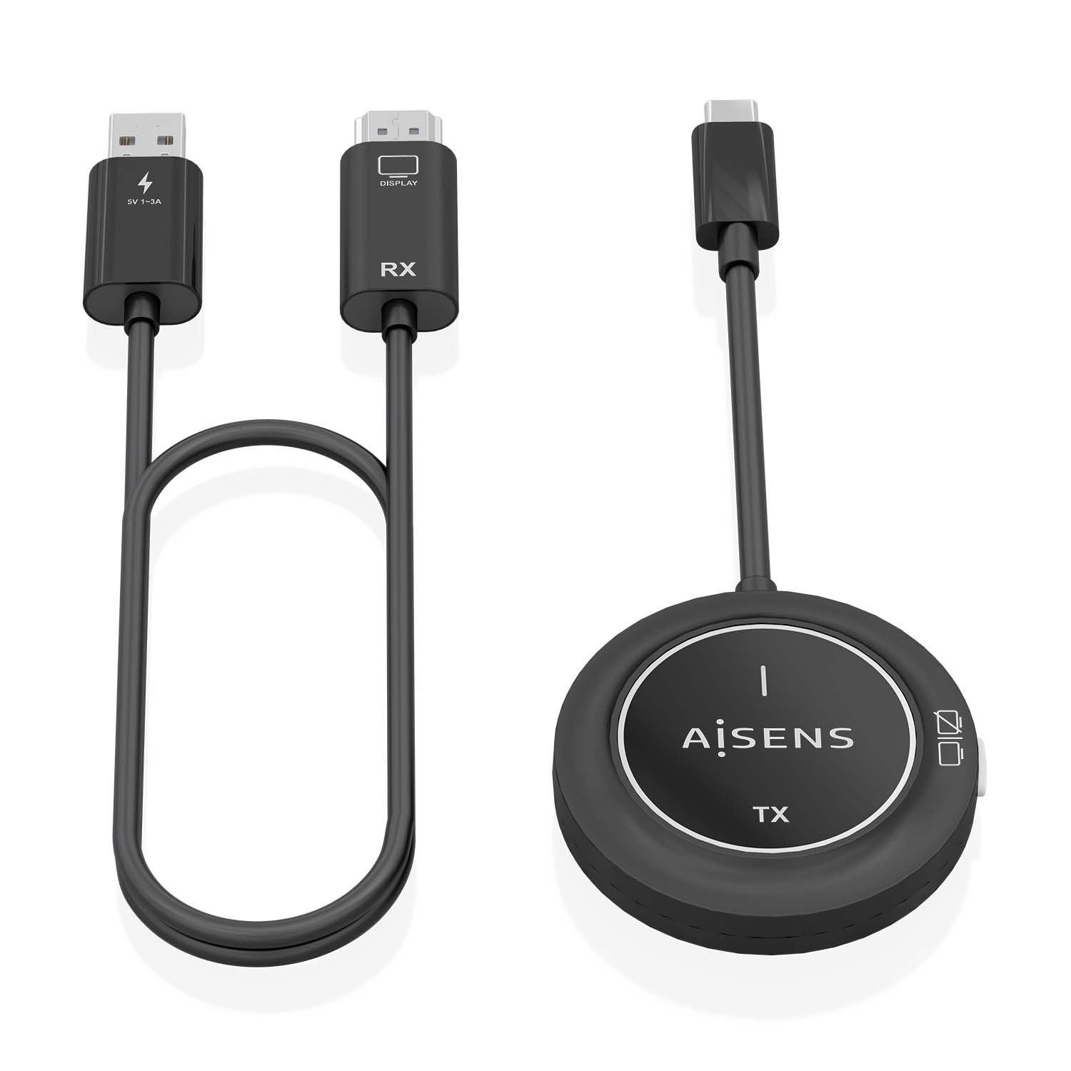 ASWL-H2KC30M003-BK - Adaptador/Transmisor de Vdeo Inalmbrico AISENS USB-C a HDMI Negro (ASWL-H2KC30M003-BK)