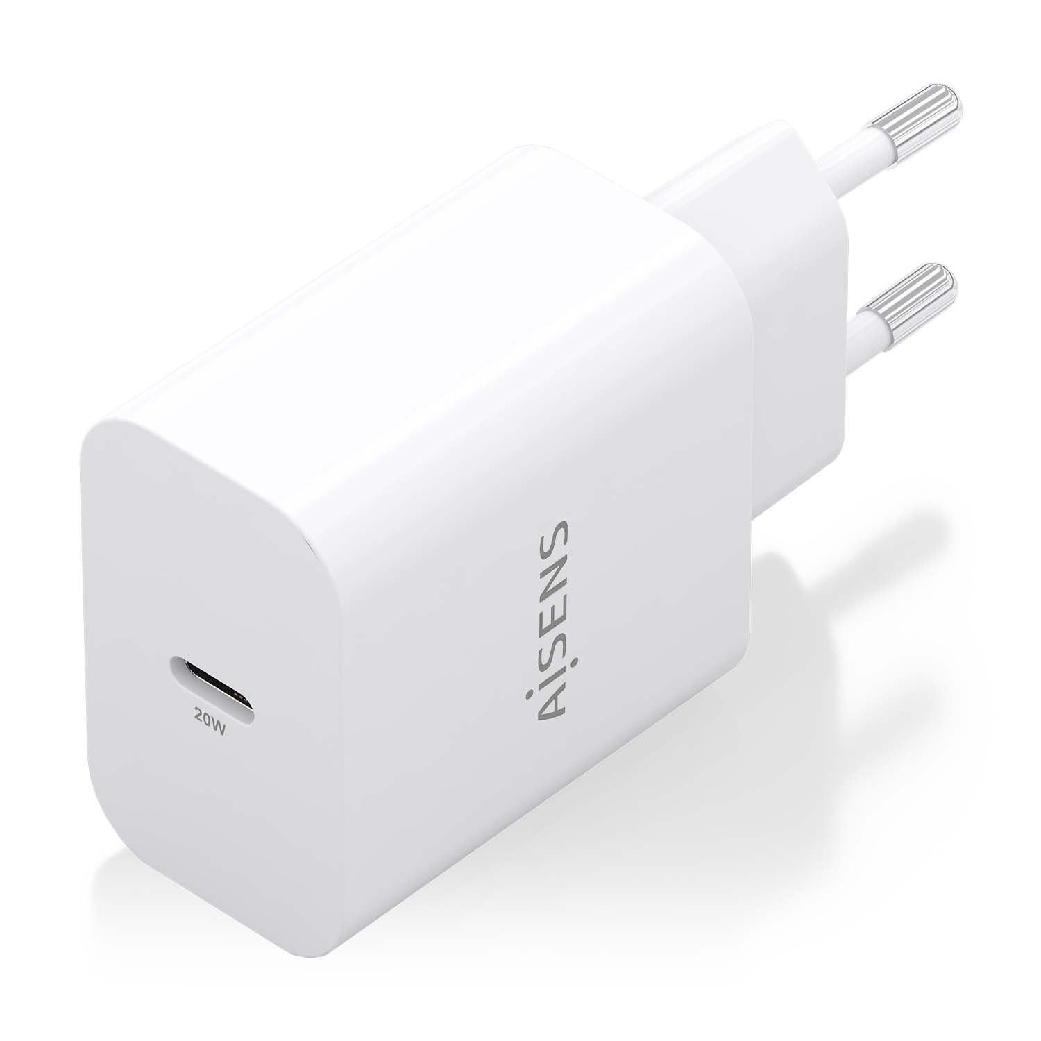 A110-0938 - Cargador de Pared AISENS 1xUSB-C 20W PD 3.0 QC 2.0 Blanco (A110-0938)