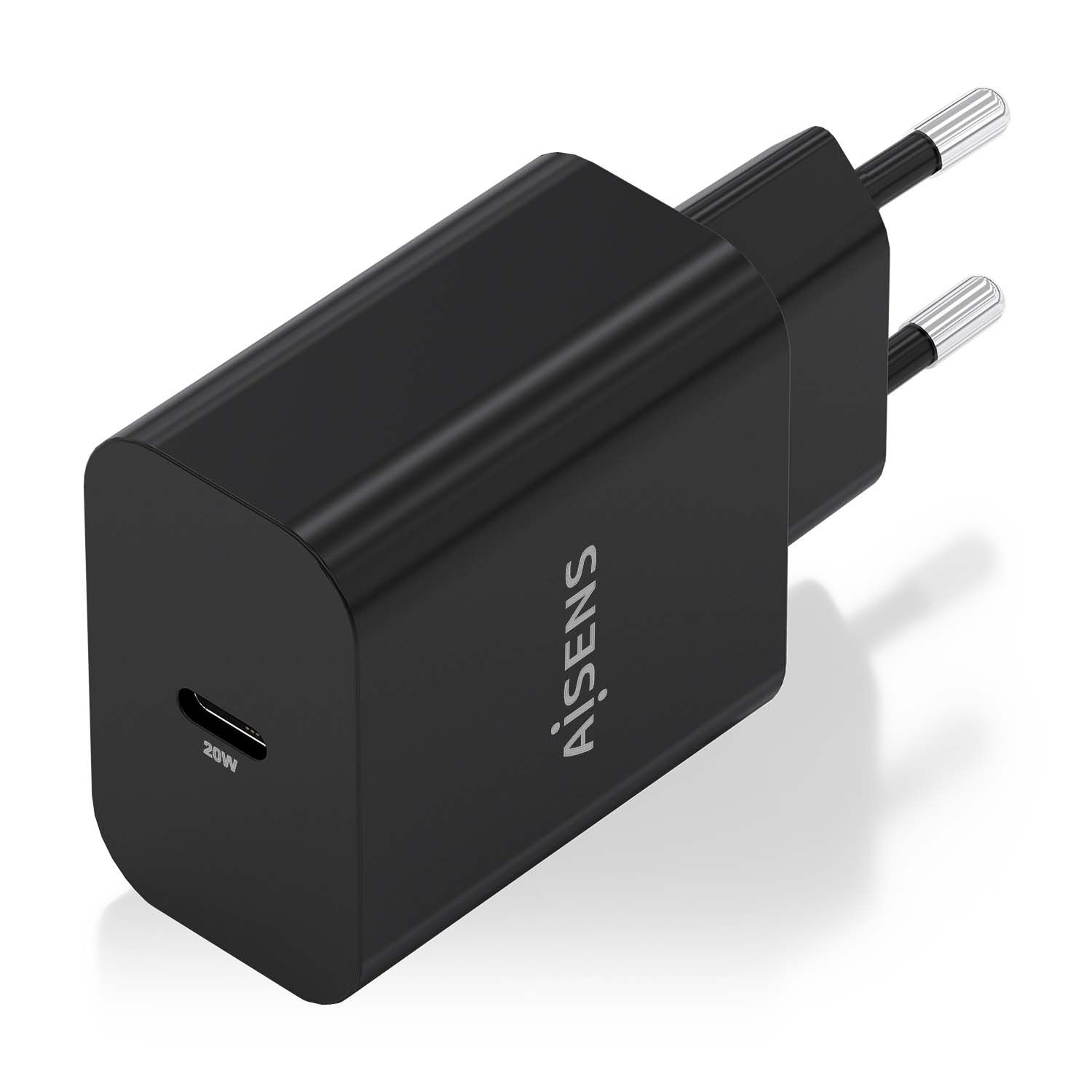 A110-0939 - Cargador de Pared AISENS 1xUSB-C 20W PD 3.0 QC 2.0 Negro (A110-0939)
