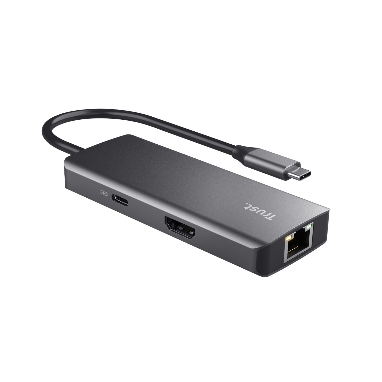 24968 - Adaptador Trust DALYX 6en1 USB-C a 2xUSB 2.0/2xUSB-C/1xHDMI/1xRJ45 Ethernet GbE Plata (24968)