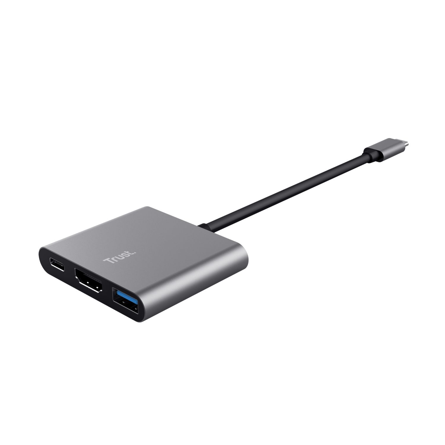 23772 - Adaptador Trust Dalyx 3en1 USB-C a USB-A 3.0/1xUSB-C 3.0/1xHDMI 1.4 Auminio/Negro (23772)
