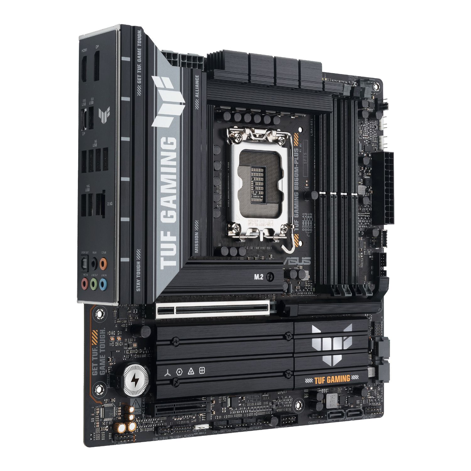 90MB1JW0-M0EAY0 - Placa base ASUS TUF GAMING B860M-PLUS: (1851) 4DDR5 M.2 SATA3 PCIe USB 2.0 USB-A 3.0/3.1 DP HDMI RJ45 7.1 mATX Ethernet 2.5GbE