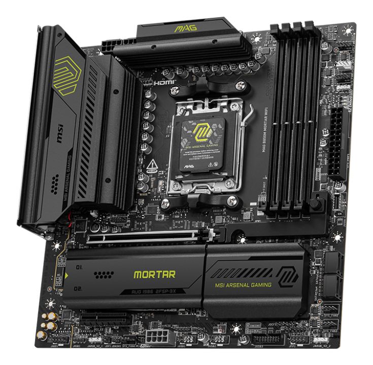 911-7E61-001 - Placa base MSI MAG MORTAR B850M WIFI: (AM5) 4DDR5 M.2 SATA3 PCIe USB-A 3.0/3.1 USB-C 3.1 HDMI RJ45 7.1 mATX WiFi 7 Bluetooth 5.4 Ethernet 5GbE