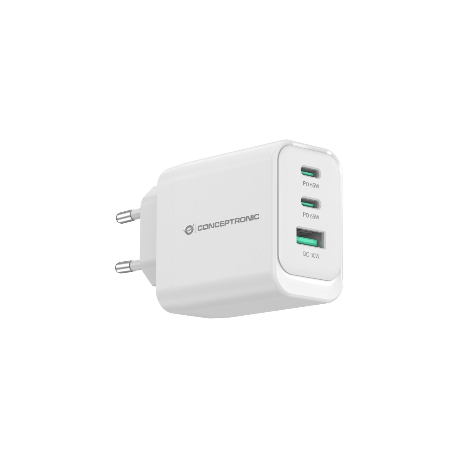 ALTHEA21W65 - Cargador de Pared CONCEPTRONIC 1xUSB-A 2xUSB-C 65W PD 3.0 QC Blanco (ALTHEA21W65)