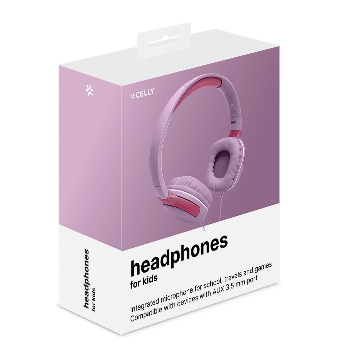 KIDSBEAT2PK - Auriculares CELLY Kids Plegables Micrfono Integrado 3.5mm Cable 1.2m Rosa (KIDSBEAT2PK)