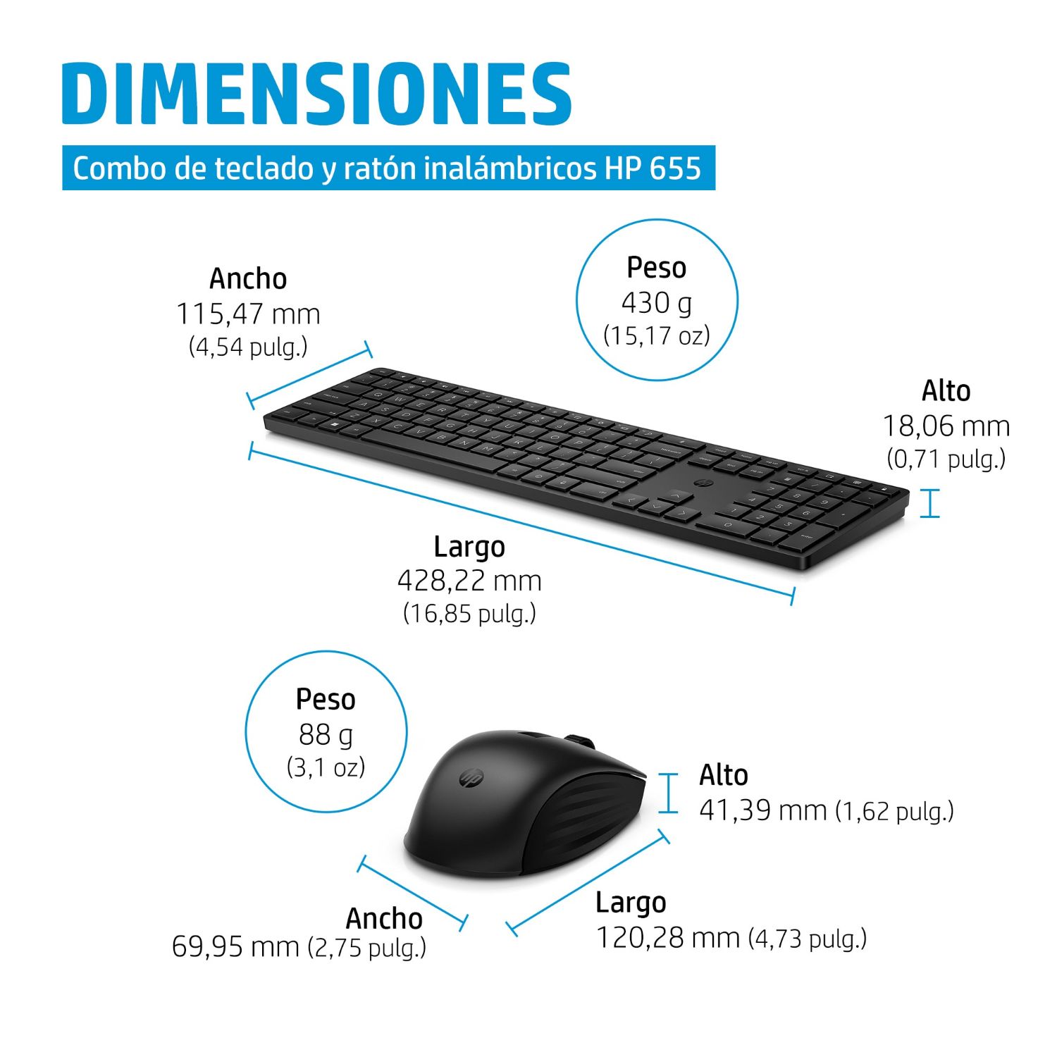 4R009AA - Teclado+Raton HP 655 Wireless 2.4Ghz Negro (4R009AA)