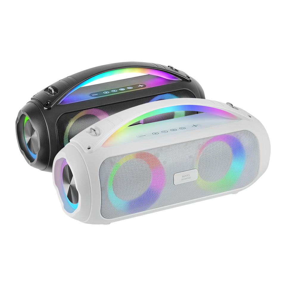 MSPULSE - Altavoz MARS GAMING 50W RGB. Bluetooth5.3, MicroSD, USB, FM Radio y AUX, Negro (MSPULSE)