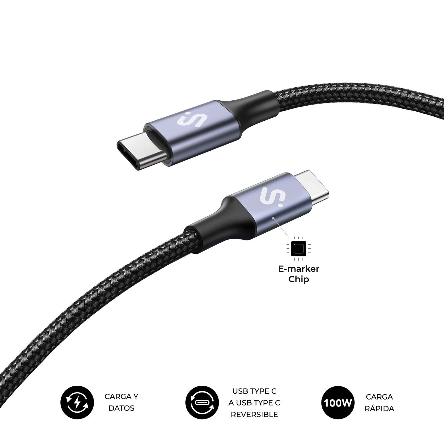 SUBCAB-C10001 - Cable SUBBLIM USB-C 2.0 M/M 1m Negro (SUBCAB-C10001)